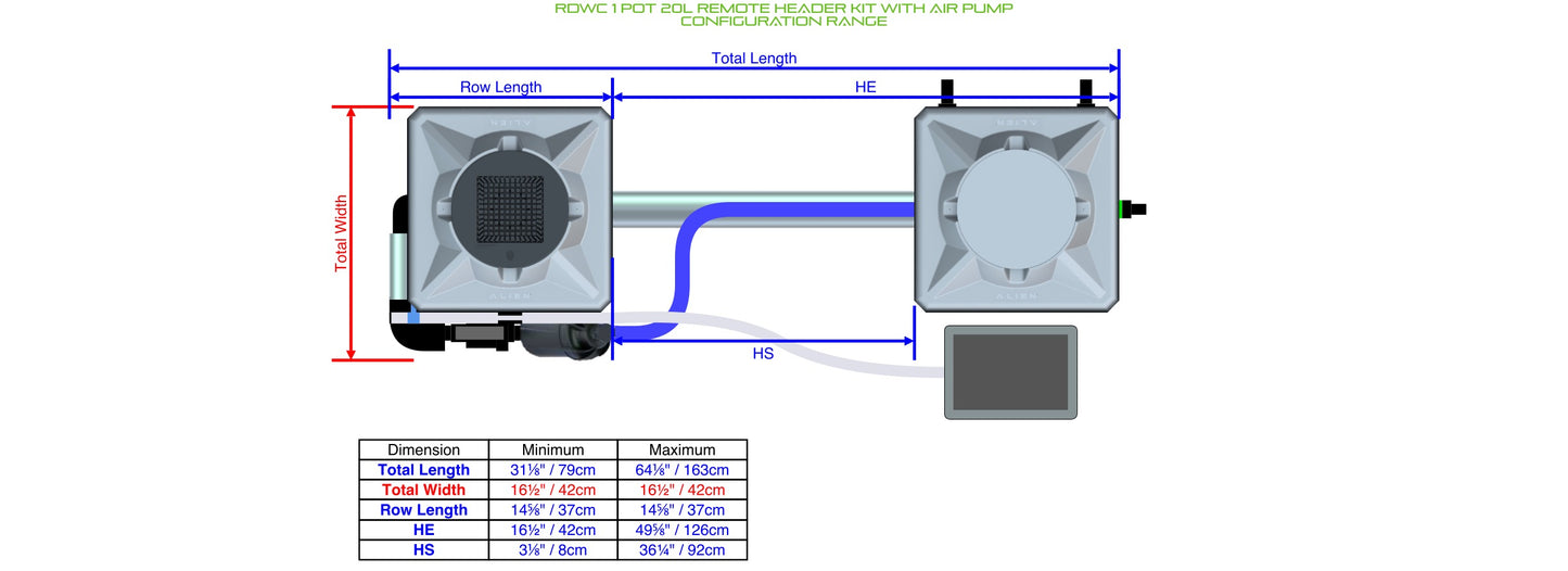 ALIEN Hydroponics RDWC 1 Pot 20L Remote Header Kit with Air Pump product image 2