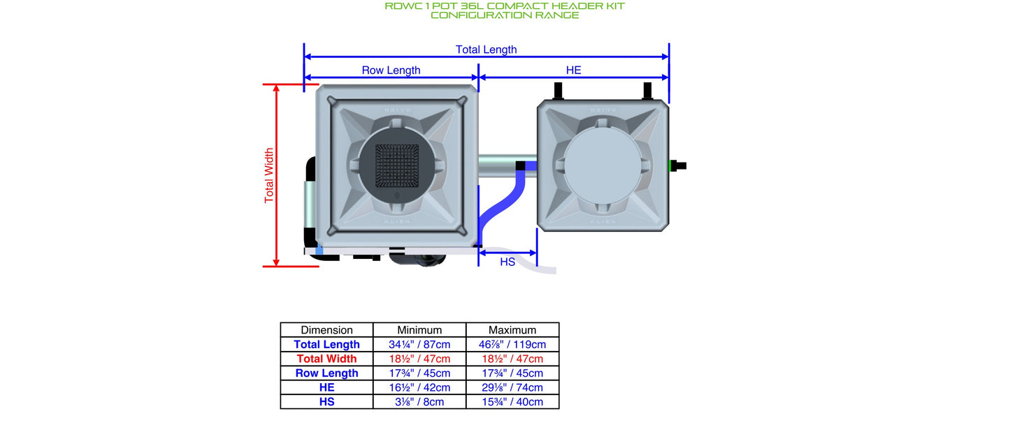 ALIEN Hydroponics RDWC 1 Pot 36L Compact Header Kit product image 2