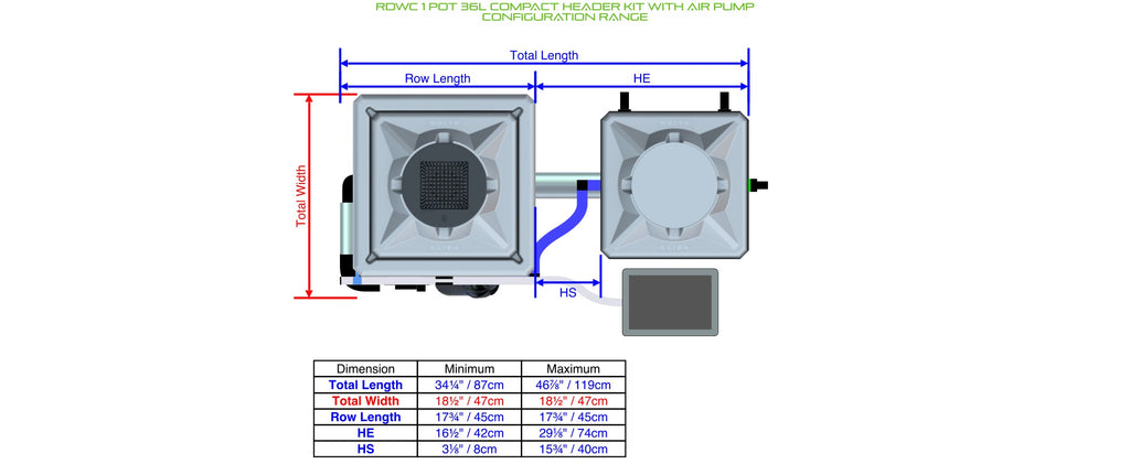 ALIEN Hydroponics RDWC 1 Pot 36L Compact Header Kit with Air Pump product image 2