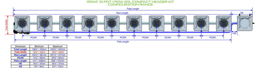 ALIEN Hydroponics RDWC 10 Pot 1 Row 20L Compact Header Kit product image 1