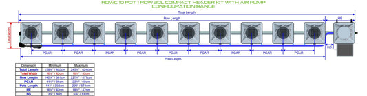 ALIEN Hydroponics RDWC 10 Pot 1 Row 20L Compact Header Kit with Air Pump product image 1