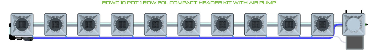 ALIEN Hydroponics RDWC 10 Pot 1 Row 20L Compact Header Kit with Air Pump product image 2