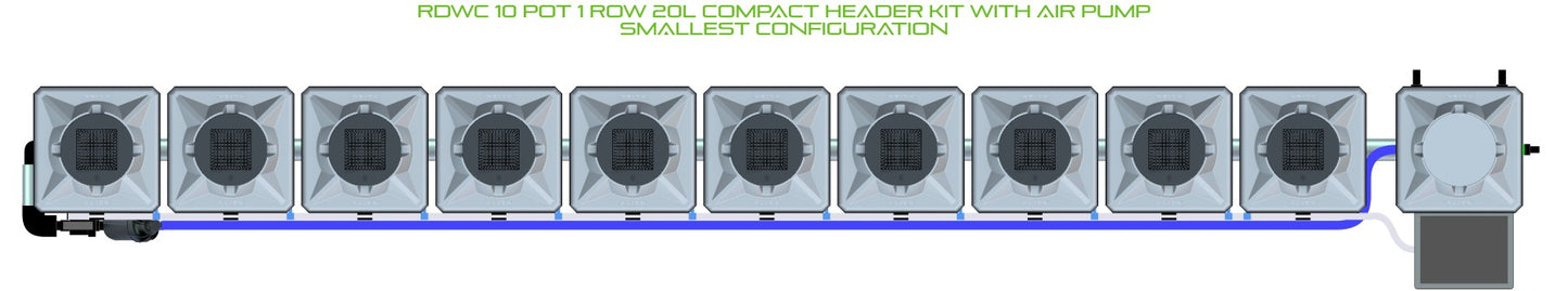 ALIEN Hydroponics RDWC 10 Pot 1 Row 20L Compact Header Kit with Air Pump product image 3