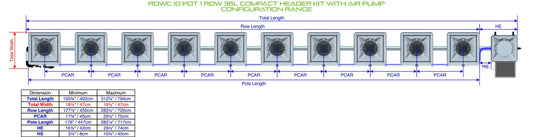 ALIEN Hydroponics RDWC 10 Pot 1 Row 36L Compact Header Kit with Air Pump product image 1