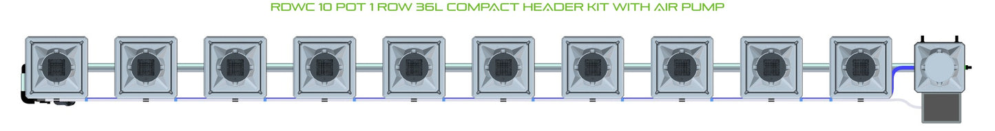 ALIEN Hydroponics RDWC 10 Pot 1 Row 36L Compact Header Kit with Air Pump product image 2
