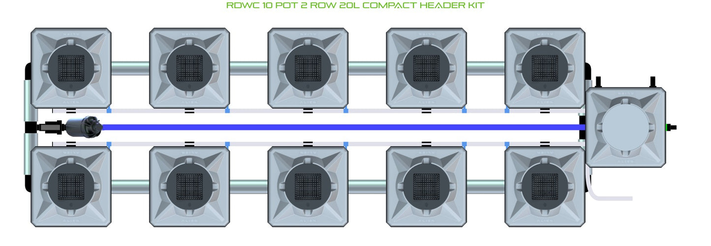 ALIEN Hydroponics RDWC 10 Pot 2 Row 20L Compact Header Kit product image 2
