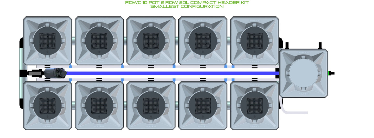 ALIEN Hydroponics RDWC 10 Pot 2 Row 20L Compact Header Kit product image 3