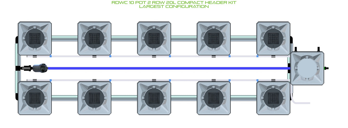 ALIEN Hydroponics RDWC 10 Pot 2 Row 20L Compact Header Kit product image 4