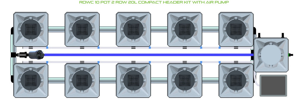 ALIEN Hydroponics RDWC 10 Pot 2 Row 20L Compact Header Kit with Air Pump product image 2