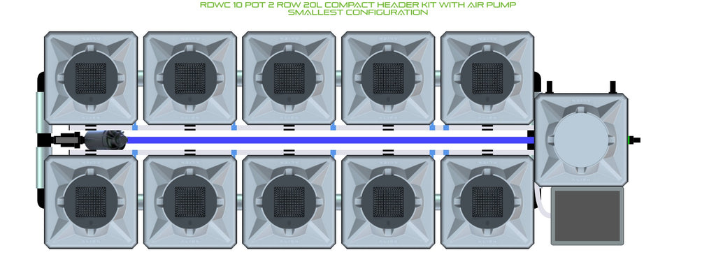 ALIEN Hydroponics RDWC 10 Pot 2 Row 20L Compact Header Kit with Air Pump product image 3