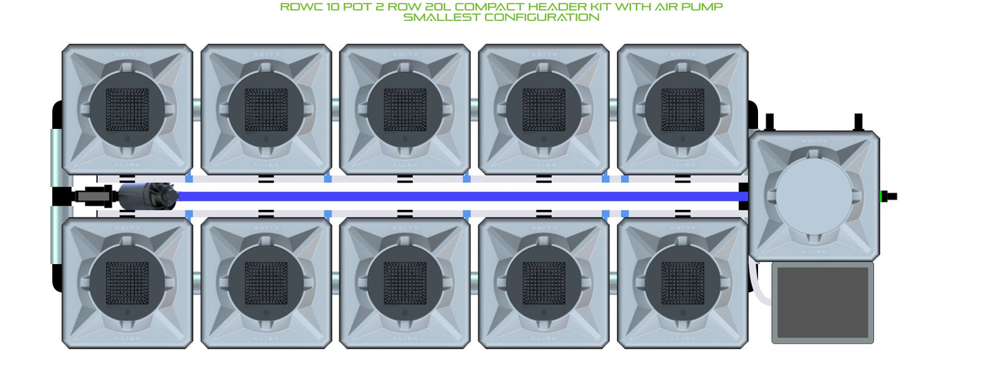 ALIEN Hydroponics RDWC 10 Pot 2 Row 20L Compact Header Kit with Air Pump product image 3