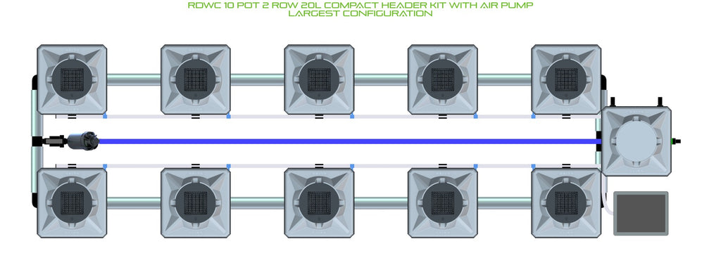 ALIEN Hydroponics RDWC 10 Pot 2 Row 20L Compact Header Kit with Air Pump product image 4