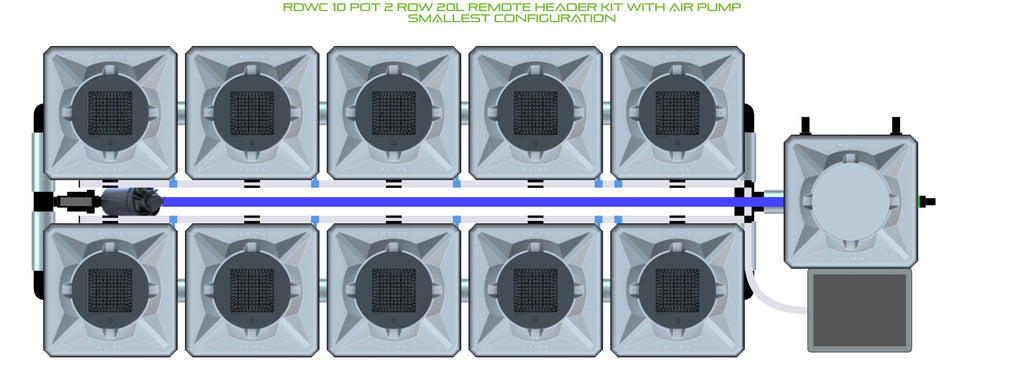 ALIEN Hydroponics RDWC 10 Pot 2 Row 20L Remote Header Kit with Air Pump product image 3