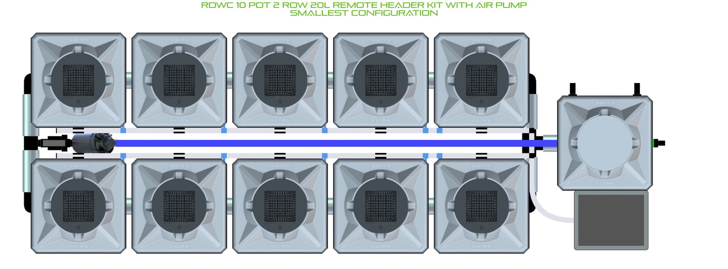 ALIEN Hydroponics RDWC 10 Pot 2 Row 20L Remote Header Kit with Air Pump product image 3