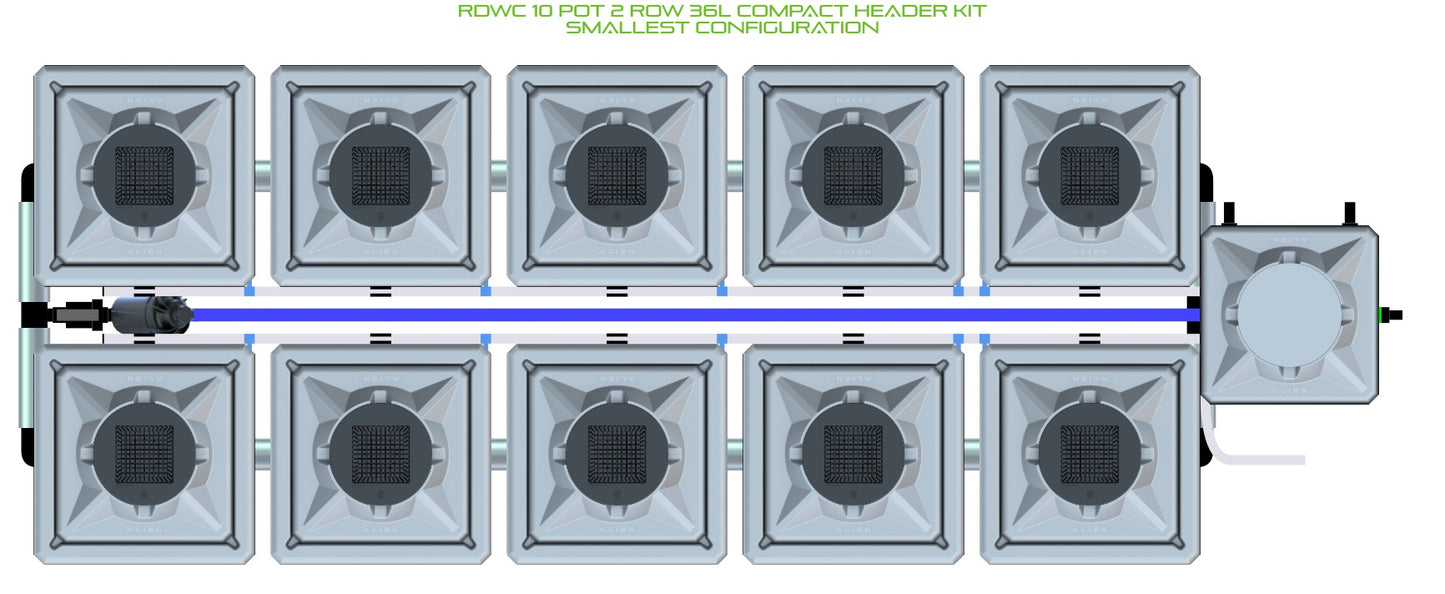 ALIEN Hydroponics RDWC 10 Pot 2 Row 36L Compact Header Kit product image 3