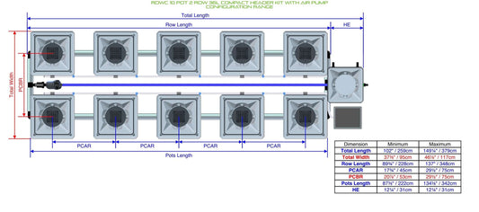ALIEN Hydroponics RDWC 10 Pot 2 Row 36L Compact Header Kit with Air Pump product image 1