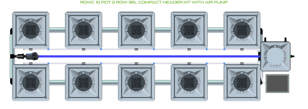 ALIEN Hydroponics RDWC 10 Pot 2 Row 36L Compact Header Kit with Air Pump product image 2