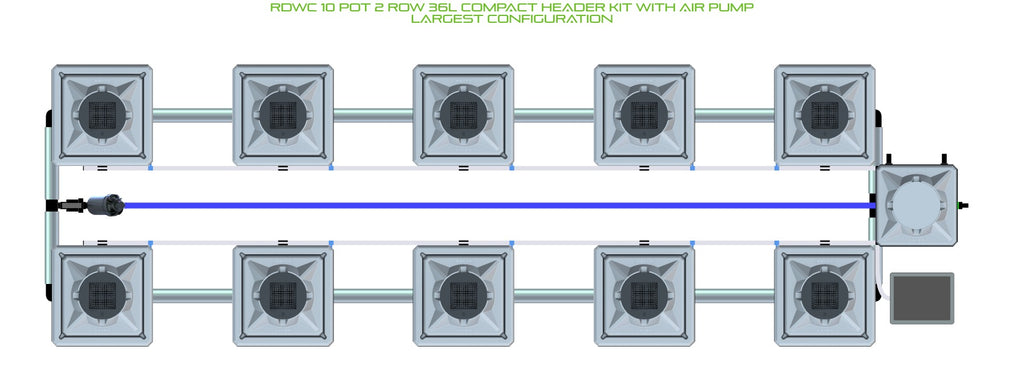 ALIEN Hydroponics RDWC 10 Pot 2 Row 36L Compact Header Kit with Air Pump product image 4