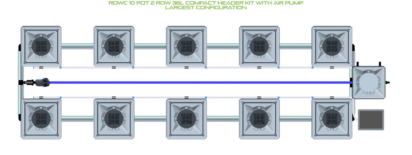 ALIEN Hydroponics RDWC 10 Pot 2 Row 36L Compact Header Kit with Air Pump product image 4