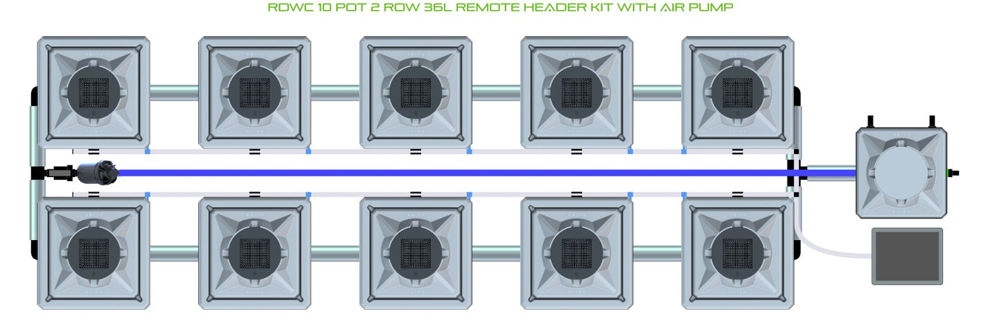 ALIEN Hydroponics RDWC 10 Pot 2 Row 36L Remote Header Kit with Air Pump product image 2