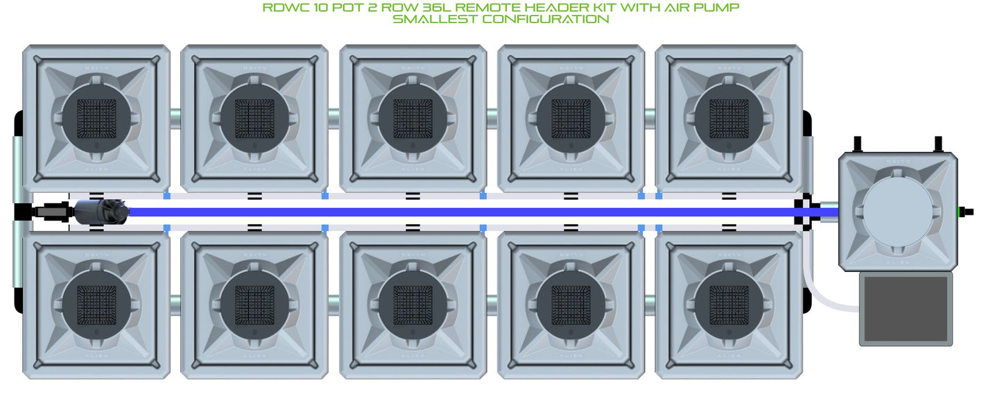 ALIEN Hydroponics RDWC 10 Pot 2 Row 36L Remote Header Kit with Air Pump product image 3