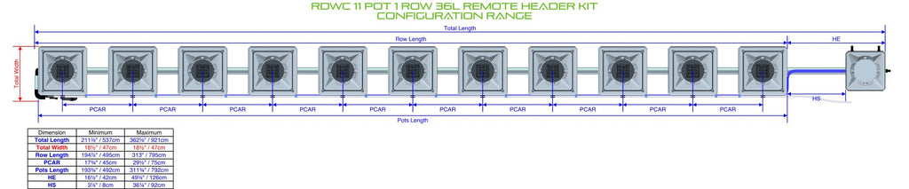 ALIEN Hydroponics RDWC 11 Pot 1 Row 36L Remote Header Kit product image 1