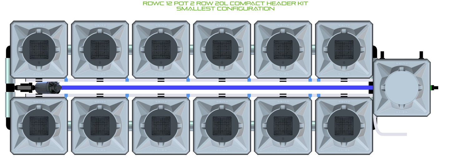 ALIEN Hydroponics RDWC 12 Pot 2 Row 20L Compact Header Kit product image 3