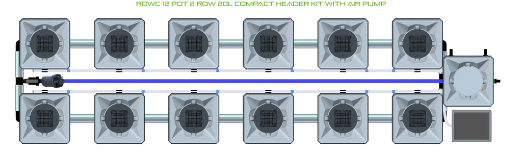 ALIEN Hydroponics RDWC 12 Pot 2 Row 20L Compact Header Kit with Air Pump product image 2