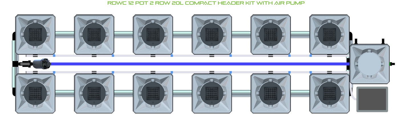 ALIEN Hydroponics RDWC 12 Pot 2 Row 20L Compact Header Kit with Air Pump product image 2