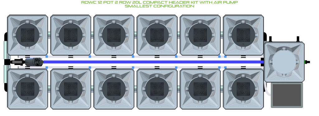 ALIEN Hydroponics RDWC 12 Pot 2 Row 20L Compact Header Kit with Air Pump product image 3