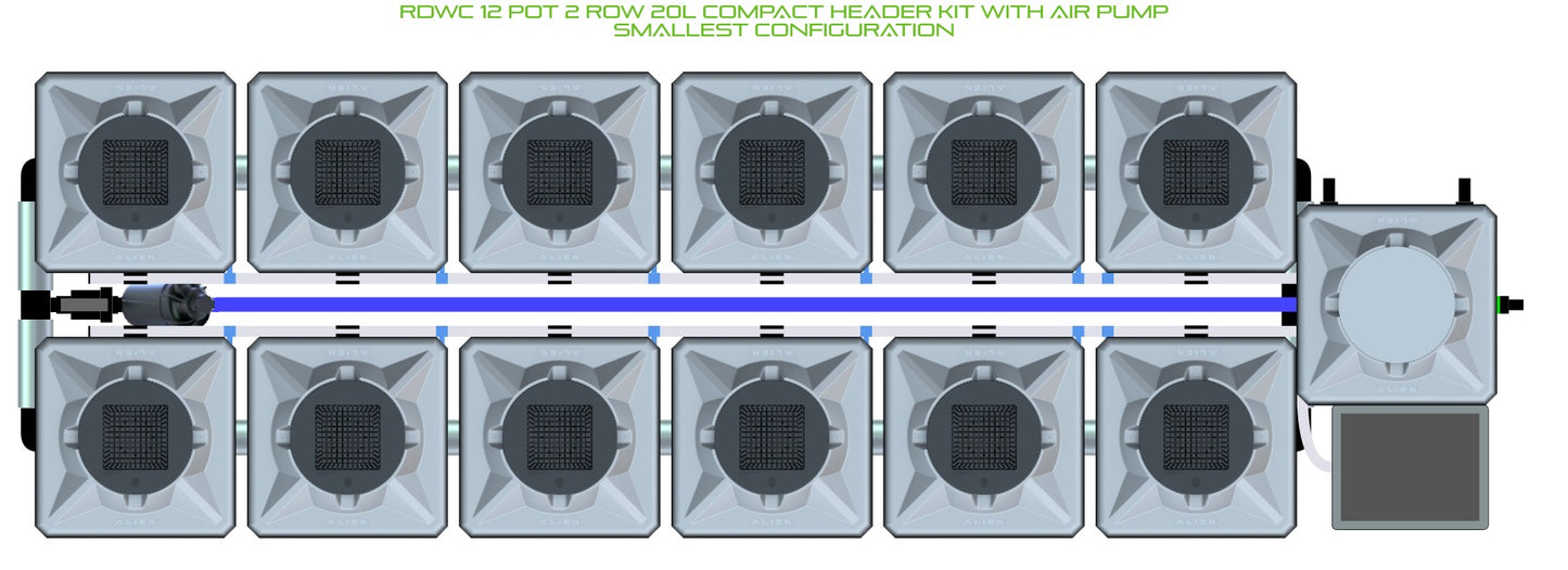 ALIEN Hydroponics RDWC 12 Pot 2 Row 20L Compact Header Kit with Air Pump product image 3