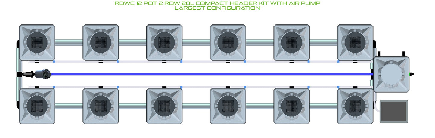 ALIEN Hydroponics RDWC 12 Pot 2 Row 20L Compact Header Kit with Air Pump product image 4
