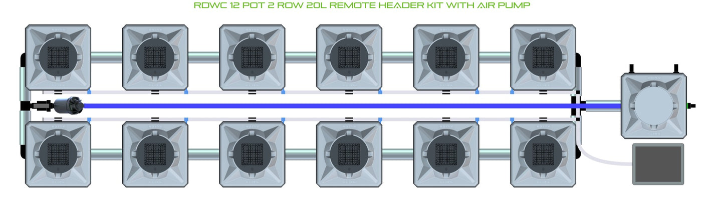 ALIEN Hydroponics RDWC 12 Pot 2 Row 20L Remote Header Kit with Air Pump product image 2