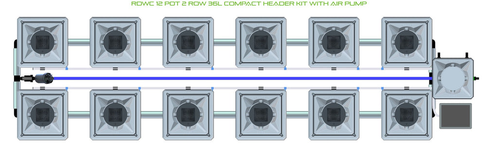 ALIEN Hydroponics RDWC 12 Pot 2 Row 36L Compact Header Kit with Air Pump product image 2