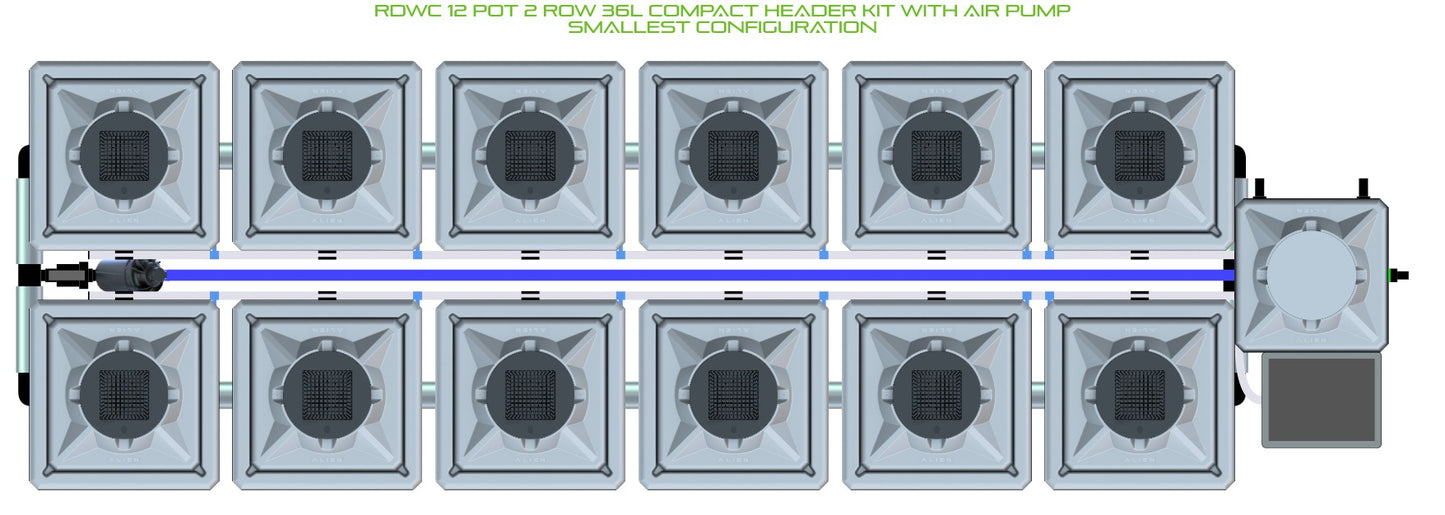 ALIEN Hydroponics RDWC 12 Pot 2 Row 36L Compact Header Kit with Air Pump product image 3