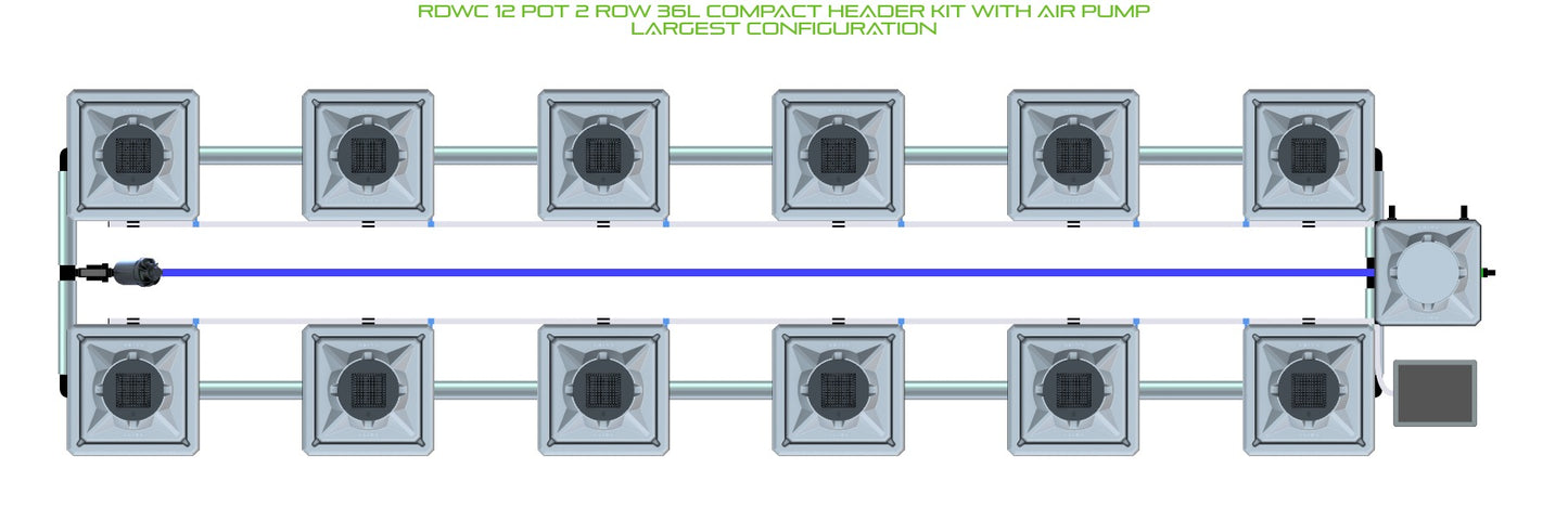 ALIEN Hydroponics RDWC 12 Pot 2 Row 36L Compact Header Kit with Air Pump product image 4
