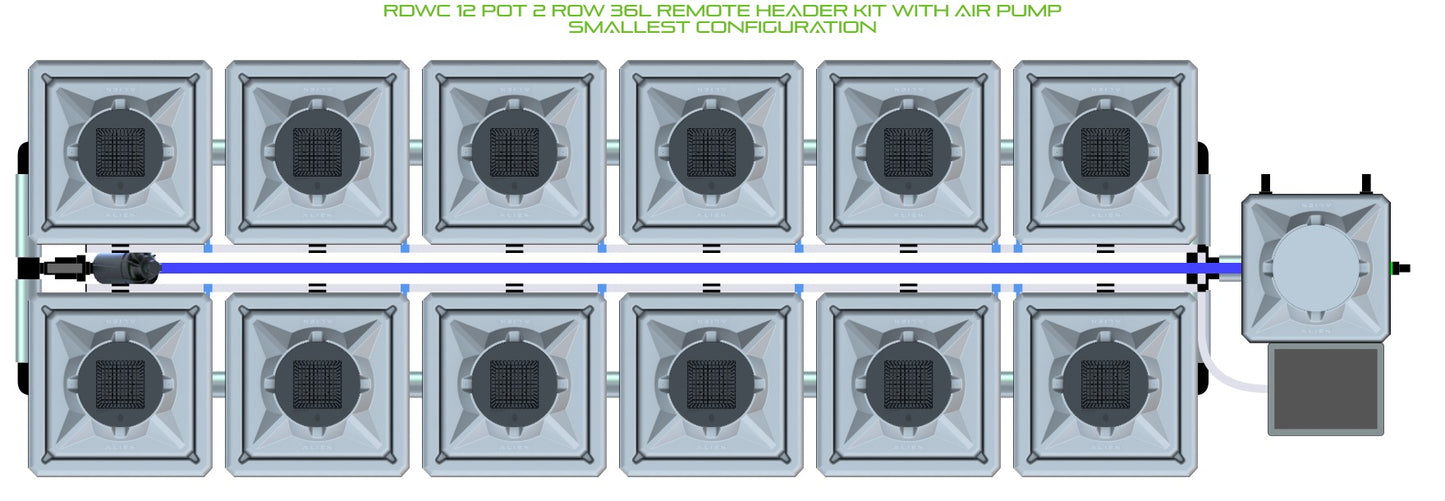 ALIEN Hydroponics RDWC 12 Pot 2 Row 36L Remote Header Kit with Air Pump product image 3