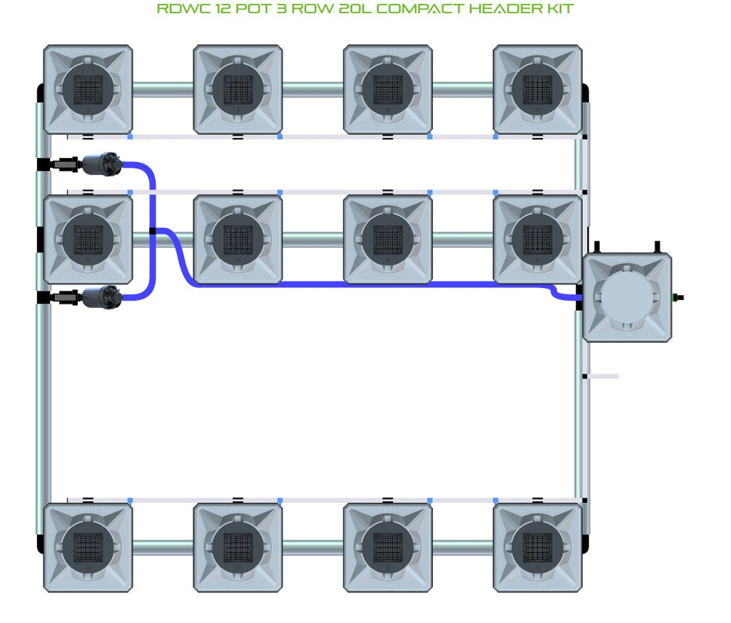 ALIEN Hydroponics RDWC 12 Pot 3 Row 20L Compact Header Kit product image 1