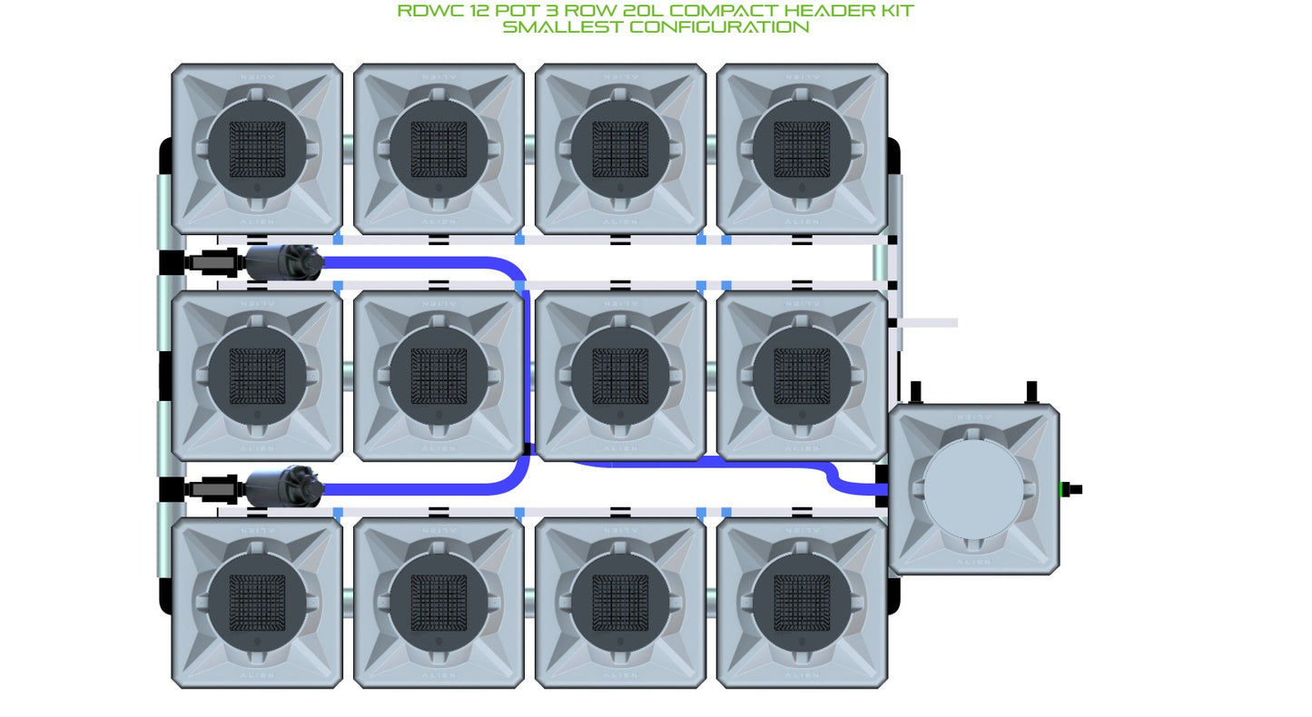 ALIEN Hydroponics RDWC 12 Pot 3 Row 20L Compact Header Kit product image 3
