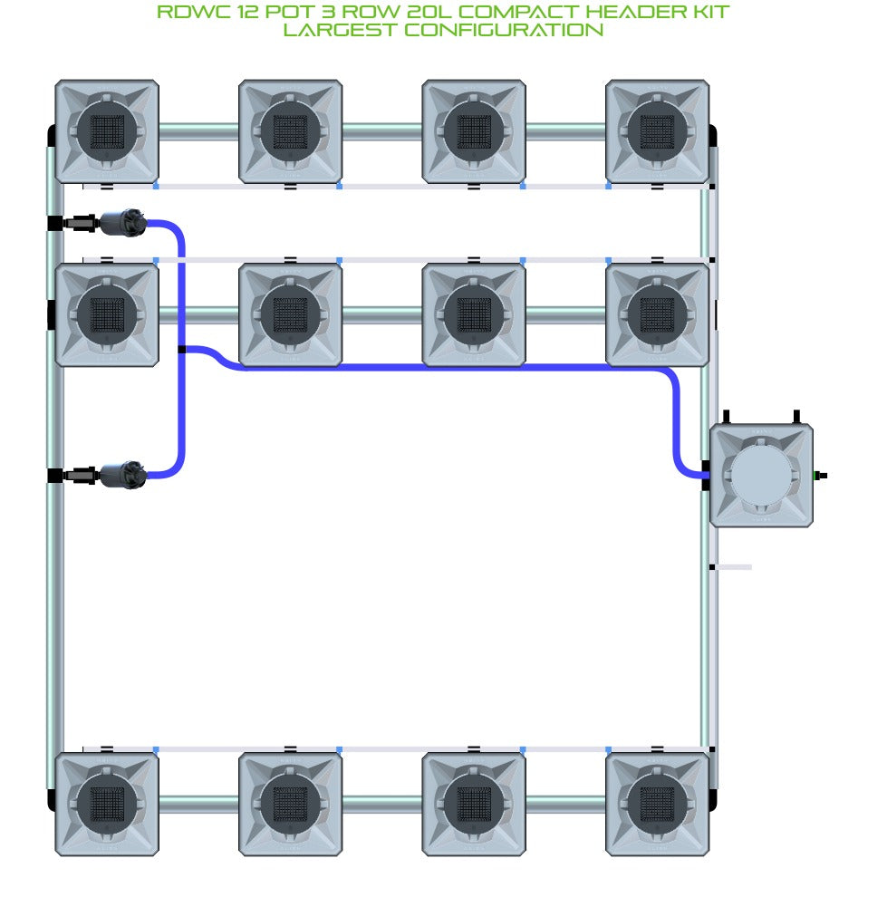 ALIEN Hydroponics RDWC 12 Pot 3 Row 20L Compact Header Kit product image 4