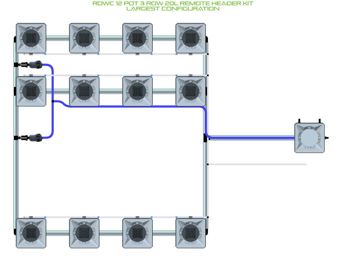 ALIEN Hydroponics RDWC 12 Pot 3 Row 20L Remote Header Kit product image 4