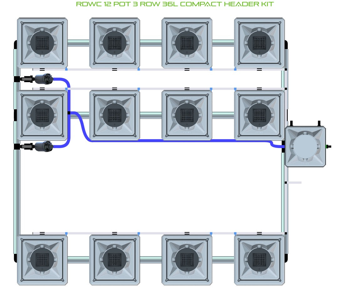 ALIEN Hydroponics RDWC 12 Pot 3 Row 36L Compact Header Kit product image 1