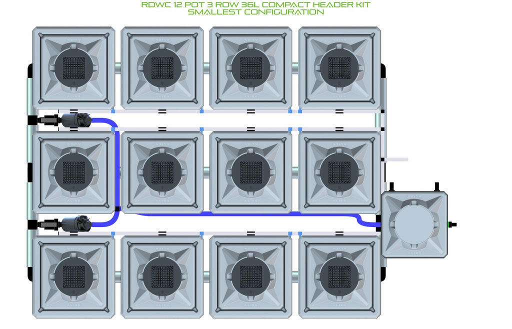 ALIEN Hydroponics RDWC 12 Pot 3 Row 36L Compact Header Kit product image 3