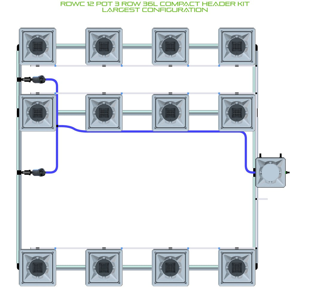 ALIEN Hydroponics RDWC 12 Pot 3 Row 36L Compact Header Kit product image 4