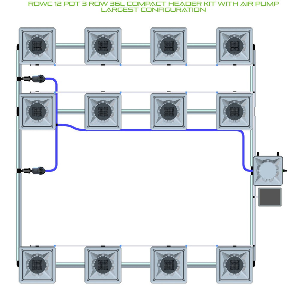ALIEN Hydroponics RDWC 12 Pot 3 Row 36L Compact Header Kit with Air Pump product image 4