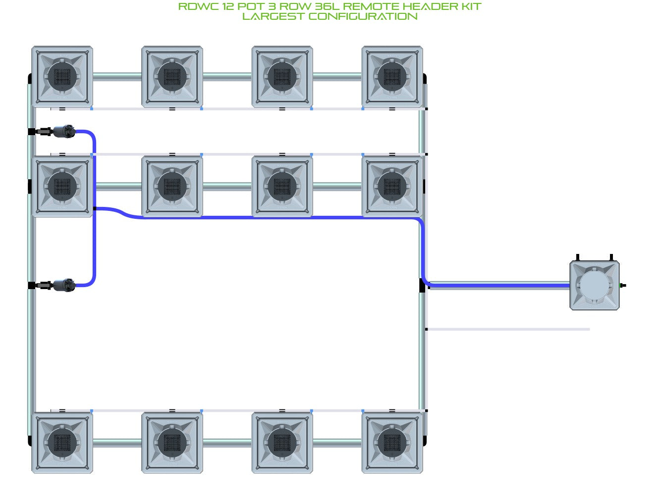 ALIEN Hydroponics RDWC 12 Pot 3 Row 36L Remote Header Kit product image 4