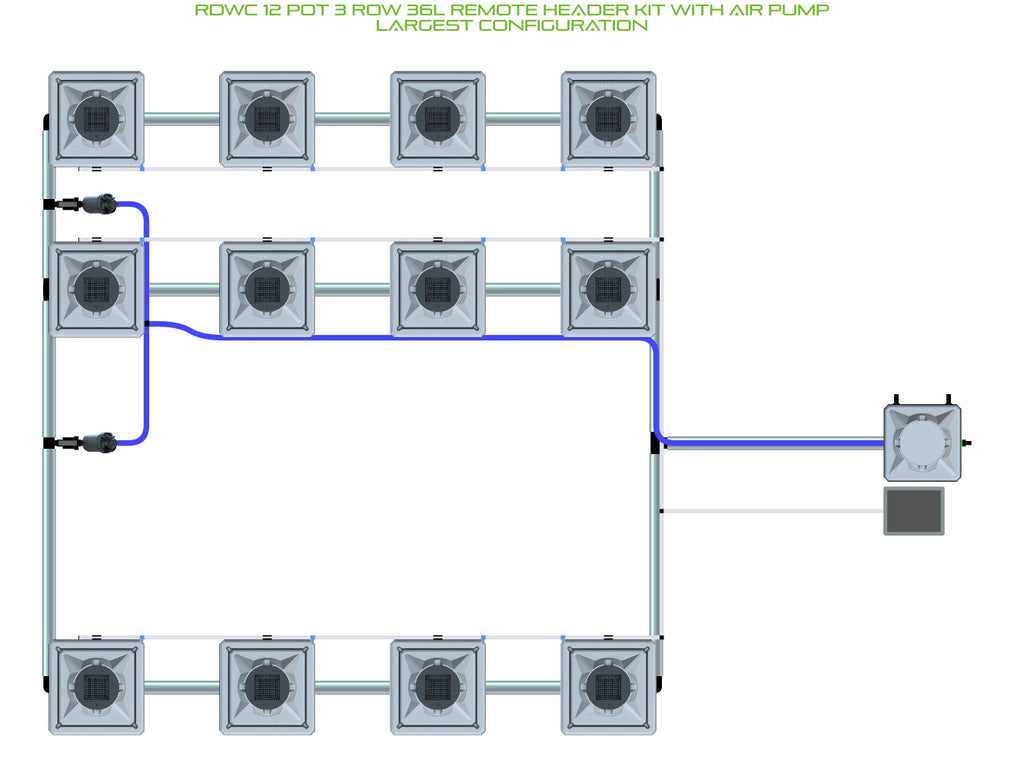 ALIEN Hydroponics RDWC 12 Pot 3 Row 36L Remote Header Kit with Air Pump product image 4