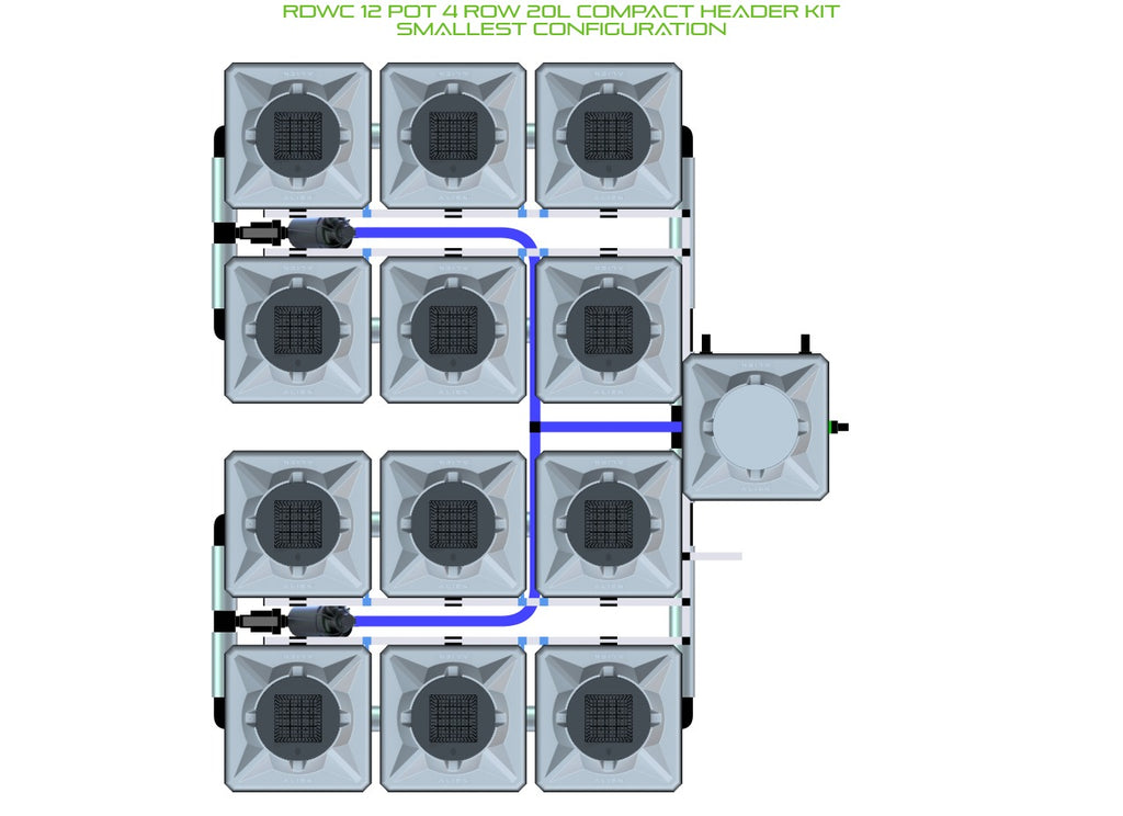 ALIEN Hydroponics RDWC 12 Pot 4 Row 20L Compact Header Kit product image 3