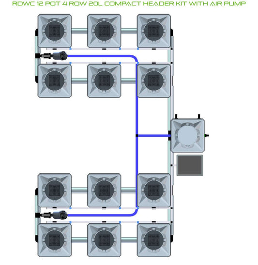 ALIEN Hydroponics RDWC 12 Pot 4 Row 20L Compact Header Kit with Air Pump product image 1