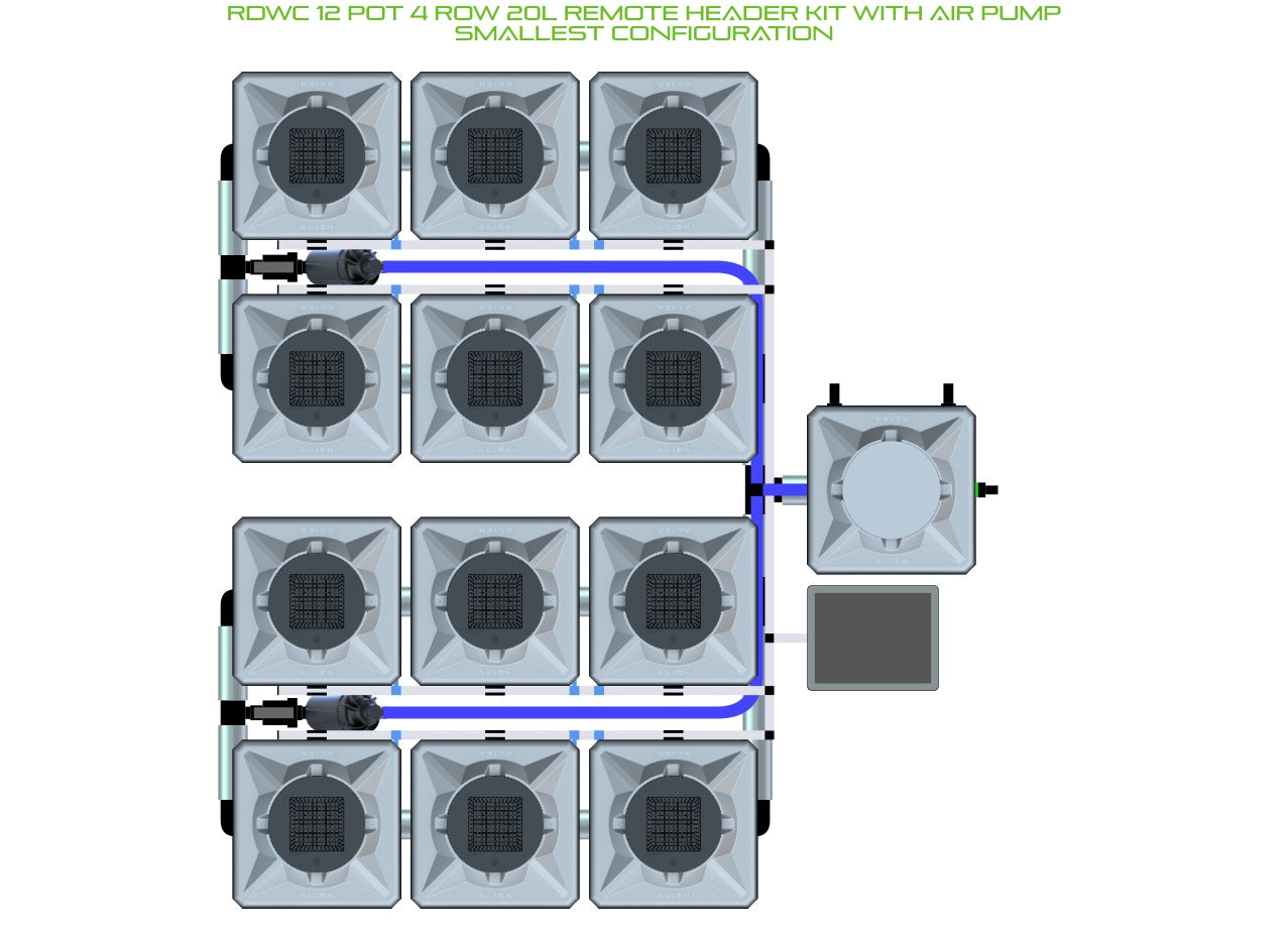 ALIEN Hydroponics RDWC 12 Pot 4 Row 20L Remote Header Kit with Air Pump product image 3